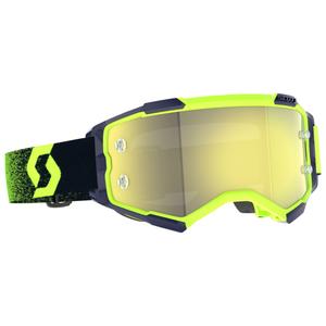 Motokrosa brilles SCOTT Fury CH green-fluo dzeltenas ar spoguļstikla pleksi stiklu