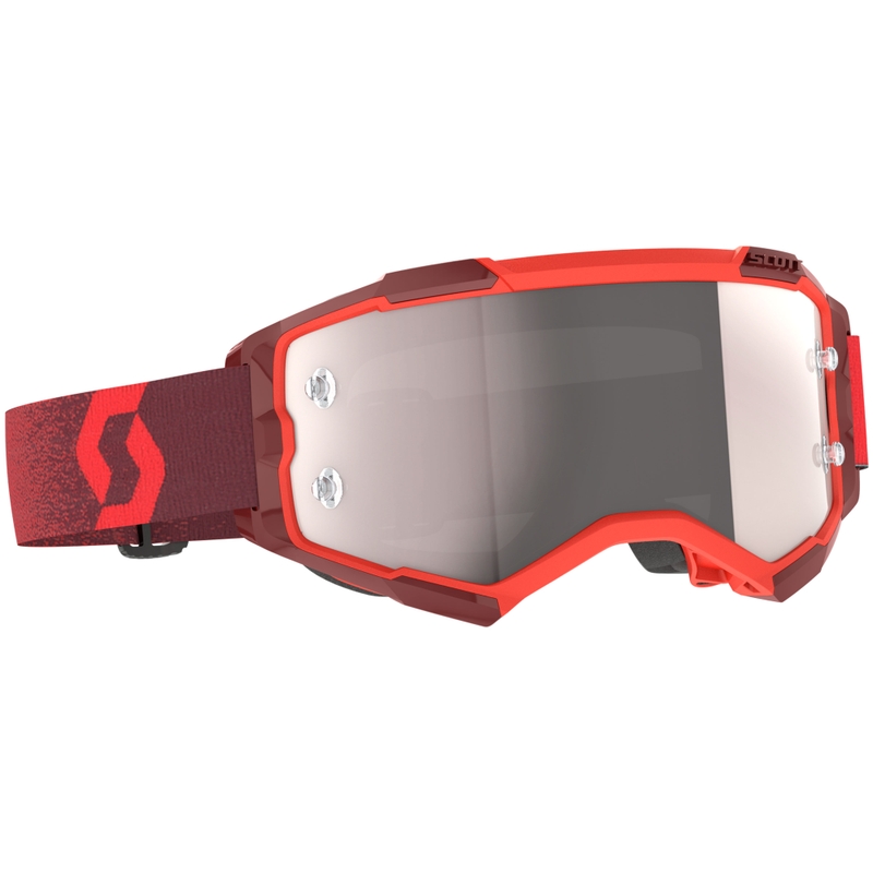 Motokrosa brilles SCOTT Fury CH sarkanas ar sudraba pleksi