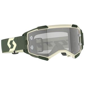 Motokrosa brilles SCOTT Fury LS haki krāsā ar pelēku pleksi