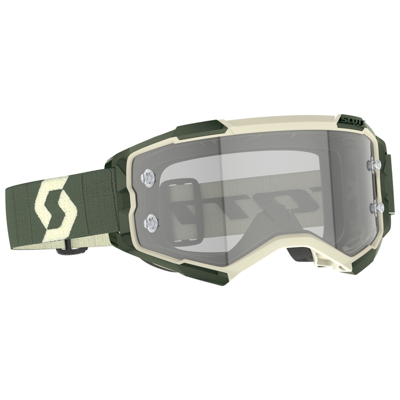 Motokrosa brilles SCOTT Fury LS haki krāsā ar pelēku pleksi