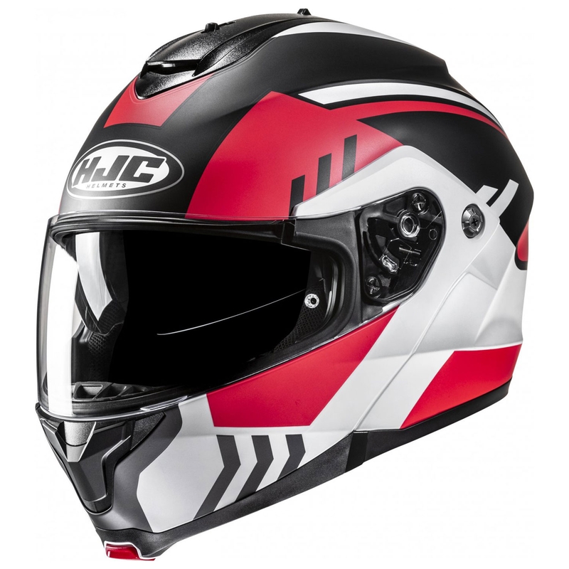 Flip-up motociklu ķivere HJC C91N Kaon MC1SF balta-melna-sarkana