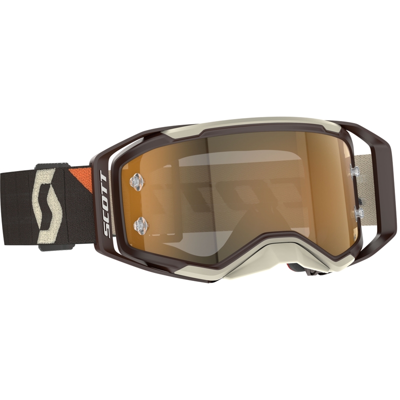 Motokrosa brilles SCOTT Prospect 2.0 AMP tumši brūni bēšas ar zelta pleksi izpārdošana