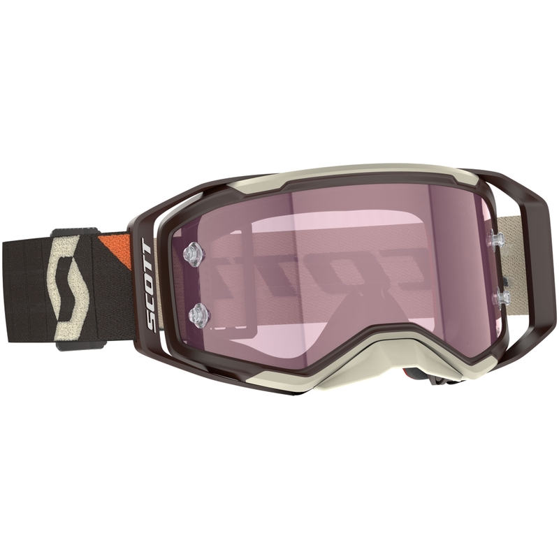 Motokrosa brilles SCOTT Prospect 2.0 AMP tumši brūni bēšas ar rozā pleksi