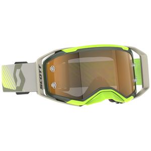 Motokrosa brilles SCOTT Prospect 2.0 AMP haki-fluo dzeltenas ar zelta lēcām