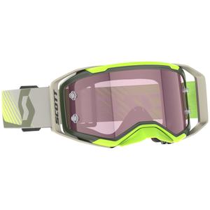 Motokrosa brilles SCOTT Prospect 2.0 AMP haki-fluo dzeltenas ar rozā pleksi