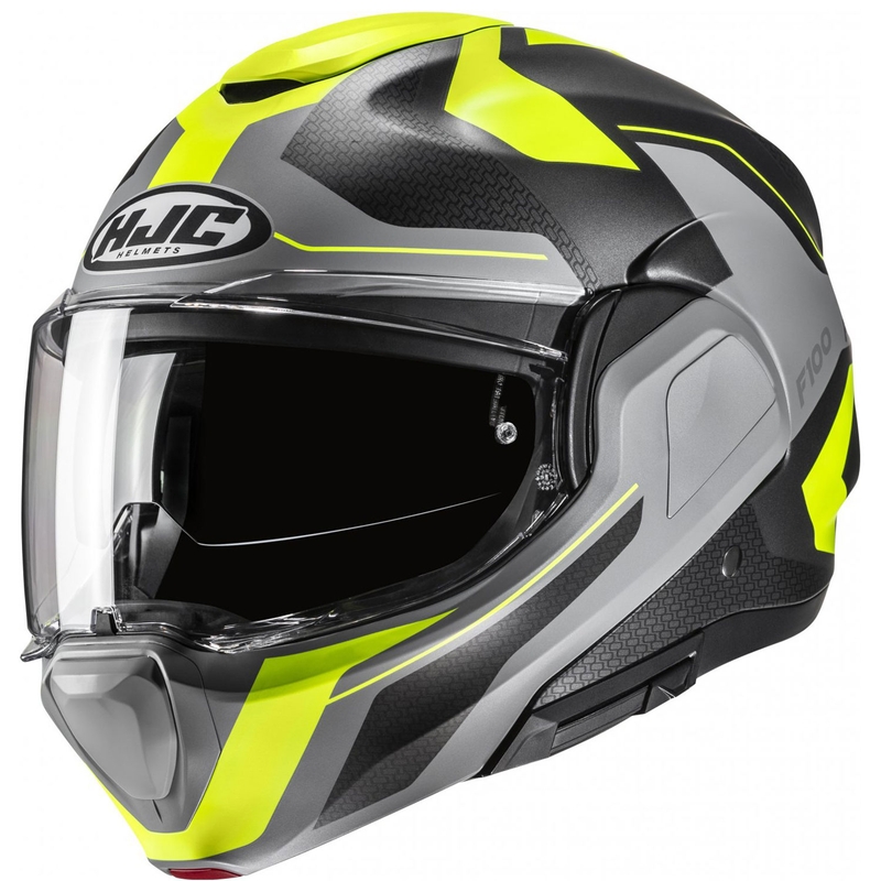 HJC F100 Bios MC3HSF fluo dzelteni pelēka salokāmā motocikla ķivere