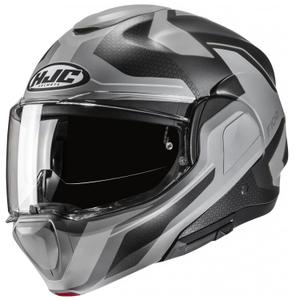 HJC F100 Bios MC5SF melni pelēka flip-up motociklu ķivere