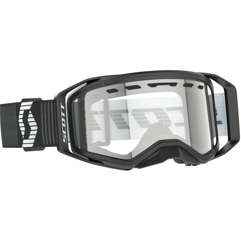 Motokrosa brilles SCOTT Prospect 2.0 Enduro melnas un baltas ar caurspīdīgu pleksi