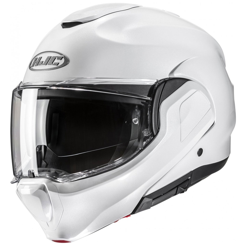 HJC F100 Solid perlamutra balta flip-up motocikla ķivere