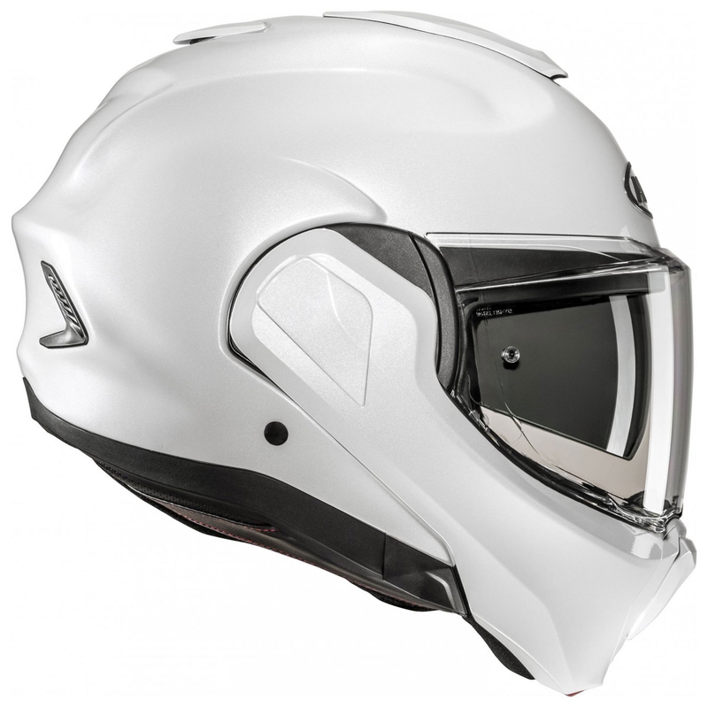 HJC F100 Solid perlamutra balta flip-up motocikla ķivere