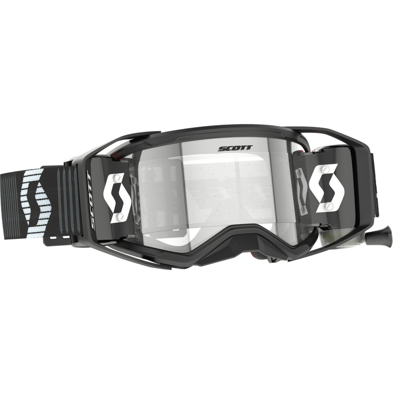 Motokrosa brilles SCOTT Prospect 2.0 Super WFS melnas un baltas ar caurspīdīgu pleksi