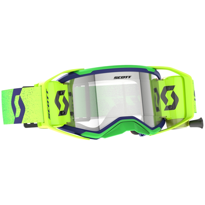 Motokrosa brilles SCOTT Prospect 2.0 WFS violeti-fluo dzeltenas ar caurspīdīgu pleksi