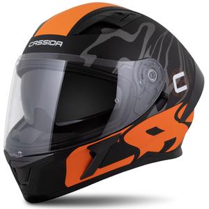 Integrālā ķivere Cassida Orbit Multivers matēta melna-oranžs-pelēka-balta