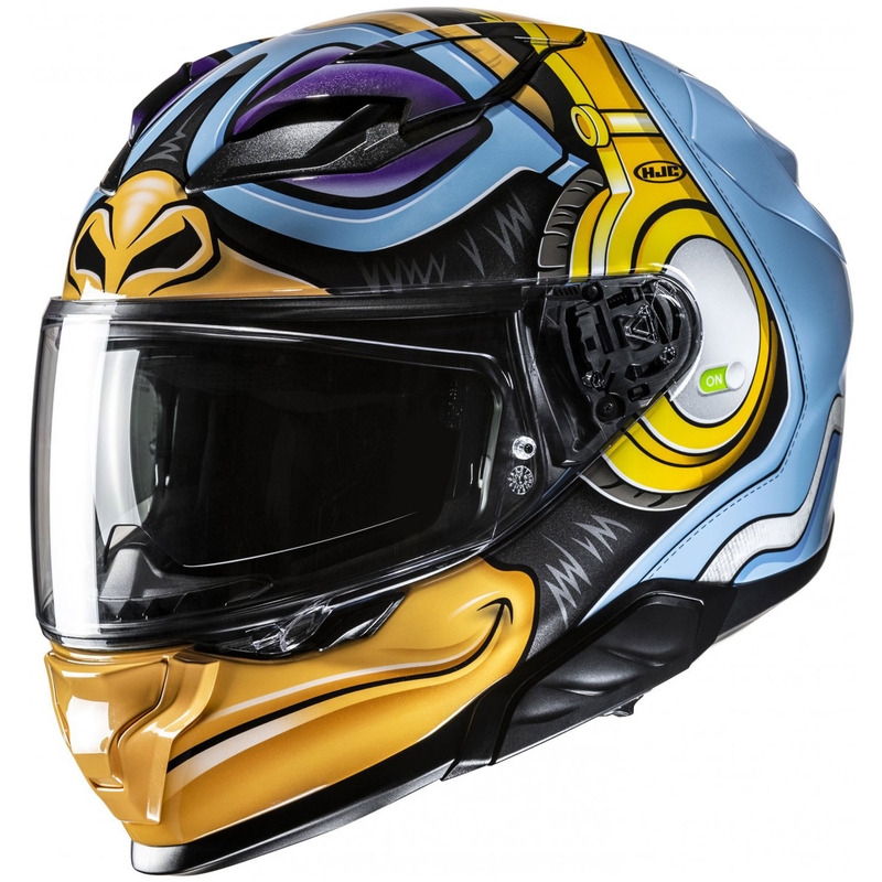 Integrēta motocikla ķivere HJC F71 Monkey DJ MC23 zili dzeltena