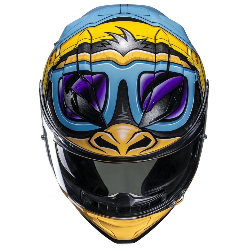 Integrēta motocikla ķivere HJC F71 Monkey DJ MC23 zili dzeltena
