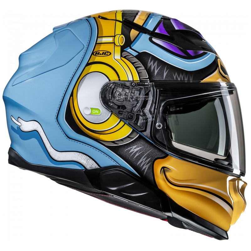 Integrēta motocikla ķivere HJC F71 Monkey DJ MC23 zili dzeltena