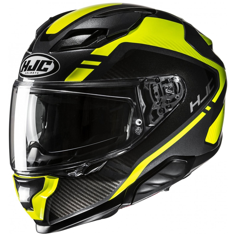 HJC F71 Tozz MC3H melna-fluo dzeltena integrālā motocikla ķivere