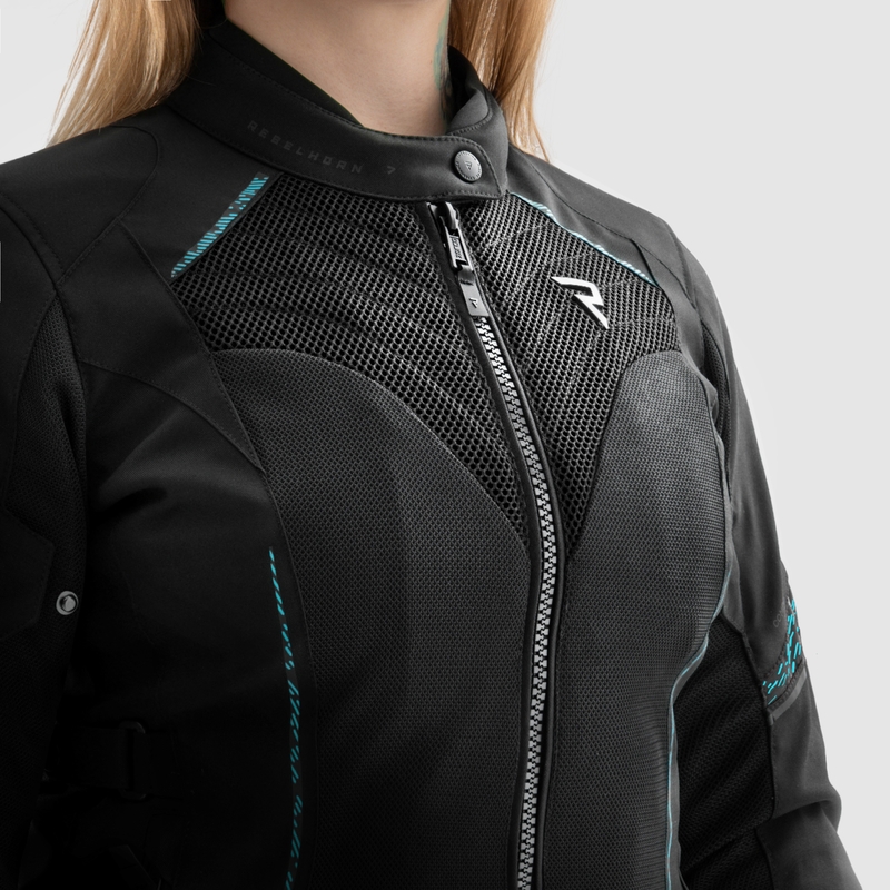 Sieviešu Rebelhorn Jax Black and Mint motocikla jaka