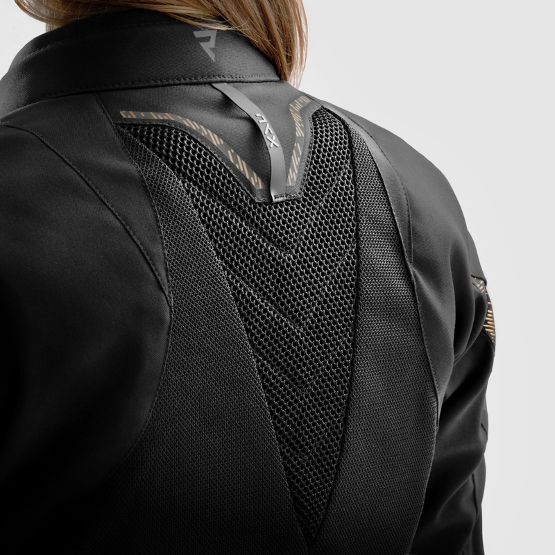 Sieviešu Rebelhorn Jax Black and Gold motocikla jaka