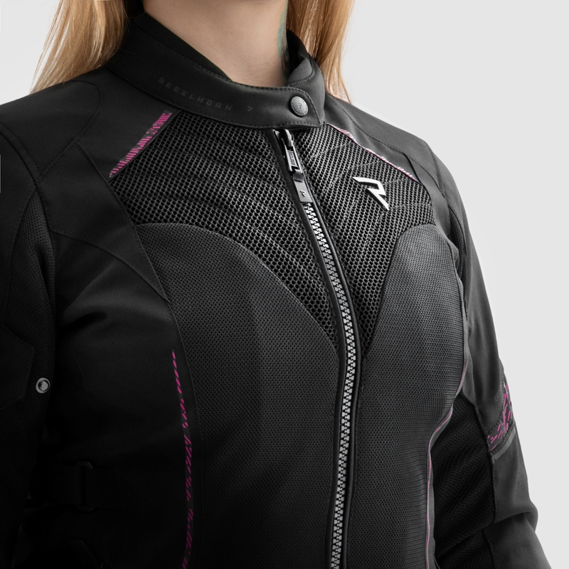 Sieviešu Rebelhorn Jax Black and Pink motocikla jaka