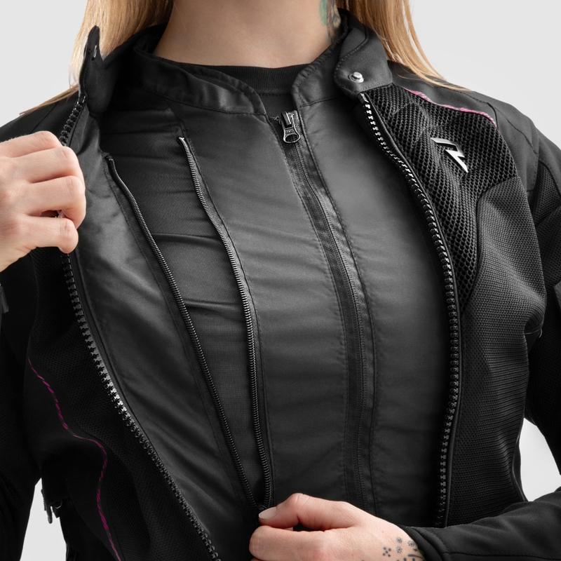 Sieviešu Rebelhorn Jax Black and Pink motocikla jaka