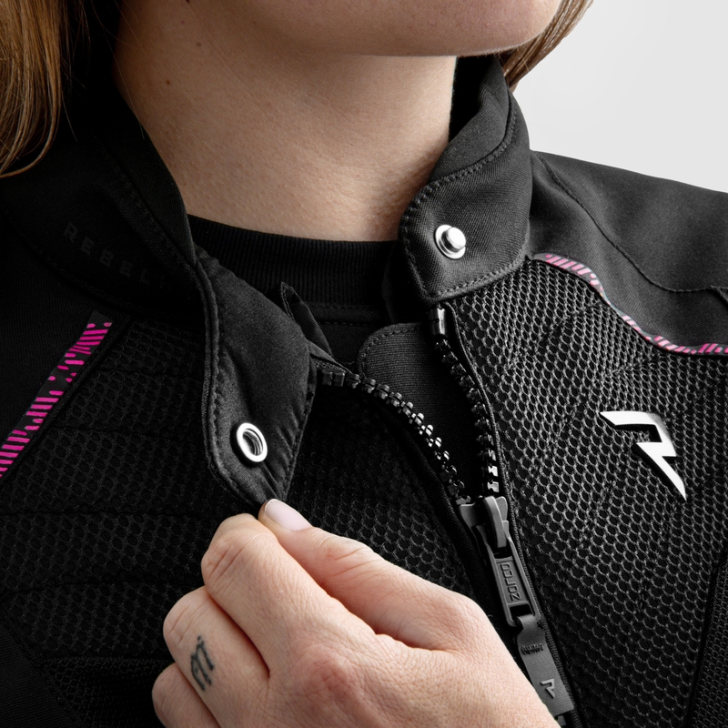 Sieviešu Rebelhorn Jax Black and Pink motocikla jaka
