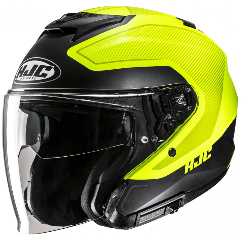 Atvērtā motociklu ķivere HJC i31 Tevis MC3HSF fluo dzelteni melna