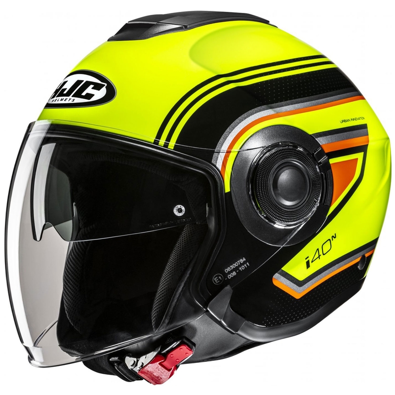 Atvērtā motociklu ķivere HJC i40N Linia MC3H fluo dzelteni melna