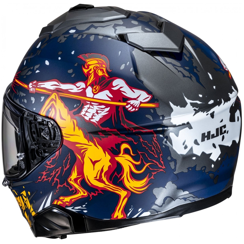 Integrēta motocikla ķivere HJC i71 Taurus MC1SF zili-pelēki-dzeltena