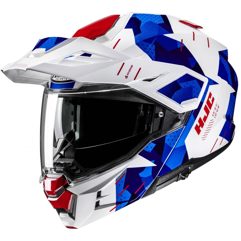 HJC i80 Roki MC21 balta-zilā-sarkanā flip-up motociklu ķivere