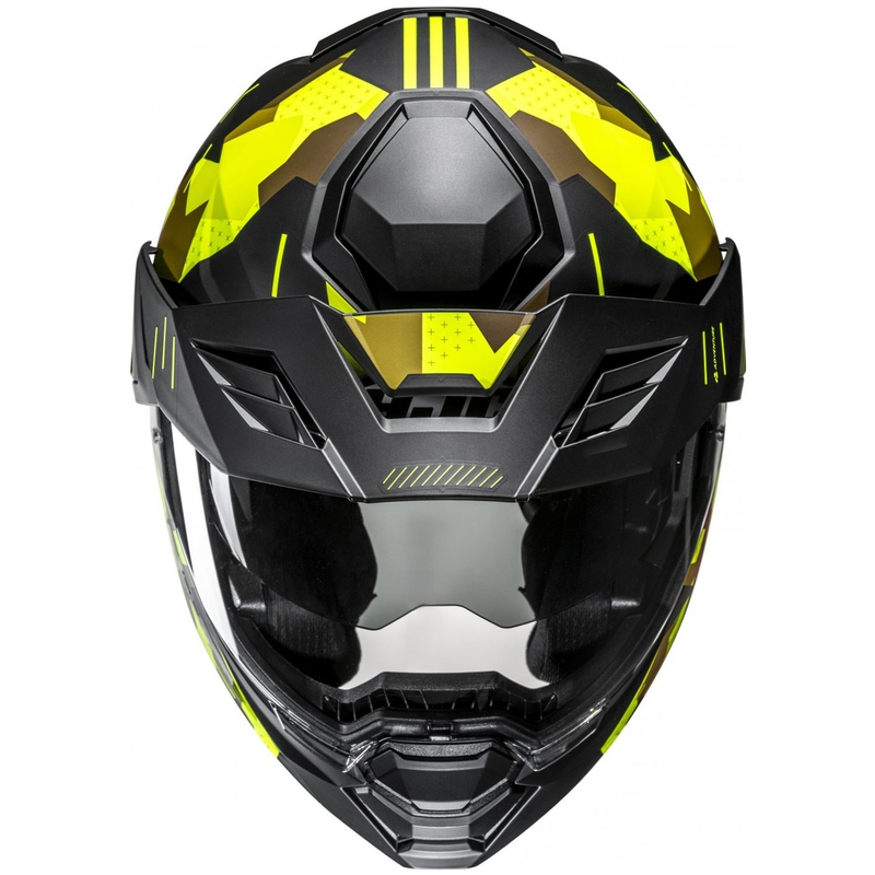 HJC i80 Roki MC3HSF fluo dzeltenā-melnā flip-up motociklu ķivere