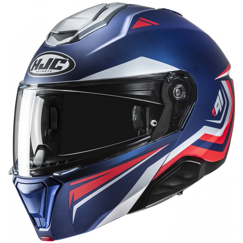 Flip-up motociklu ķivere HJC i91 Tricus MC21SF zilā-sarkanā-pelēkā krāsā
