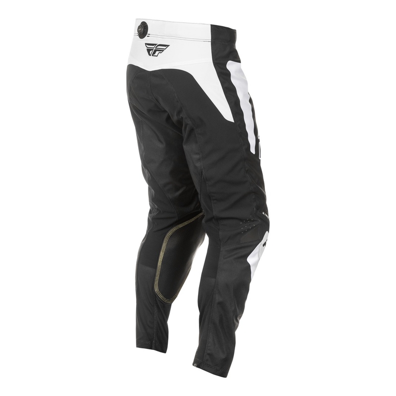Motokrosa bikses FLY Racing Kinetic Sym melnā un baltā krāsā