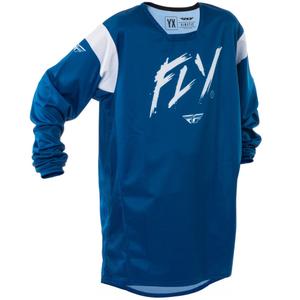 Bērnu motokrosa krekliņš FLY Racing Kinetic Stoke zilā un baltā krāsā