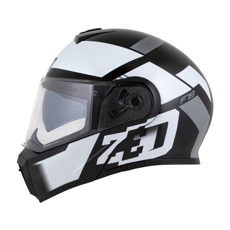 Flip-up motociklu ķivere ZED F19 melns-balts-pelēks