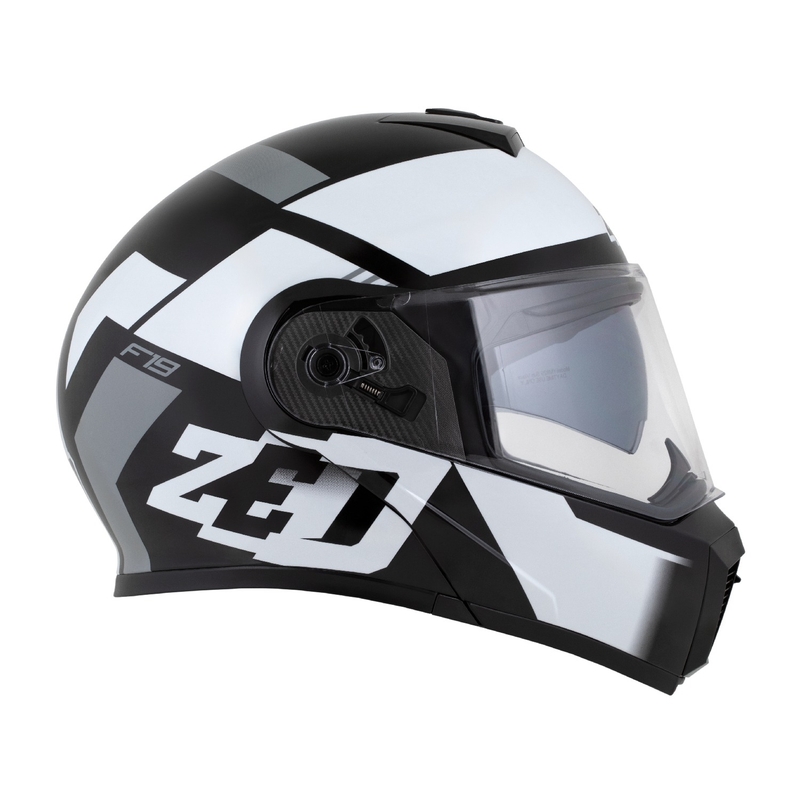 Flip-up motociklu ķivere ZED F19 melns-balts-pelēks