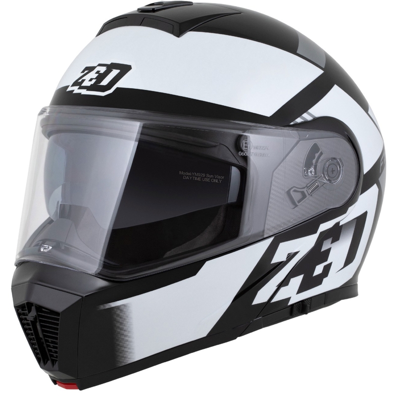 Flip-up motociklu ķivere ZED F19 melns-balts-pelēks
