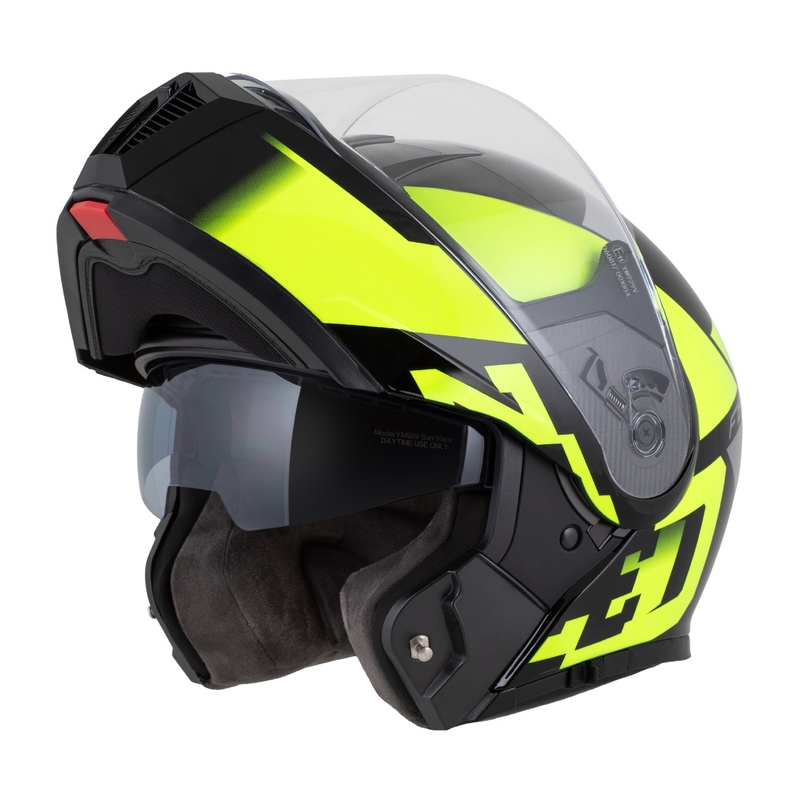 Flip-up motociklu ķivere ZED F19 melns-fluo dzeltens