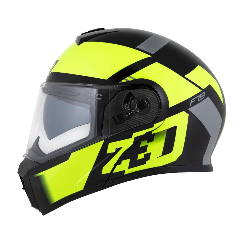 Flip-up motociklu ķivere ZED F19 melns-fluo dzeltens