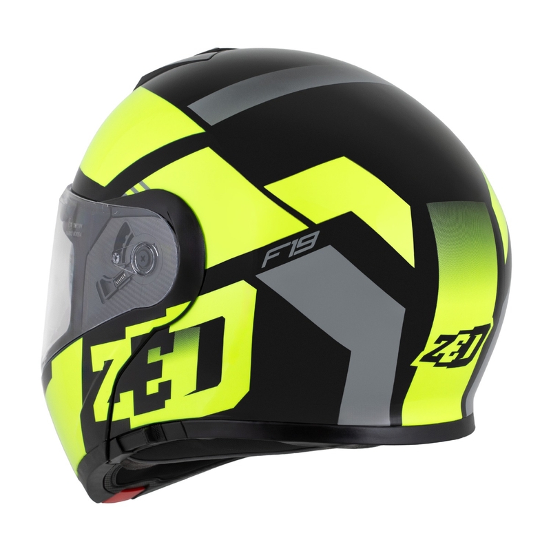 Flip-up motociklu ķivere ZED F19 melns-fluo dzeltens