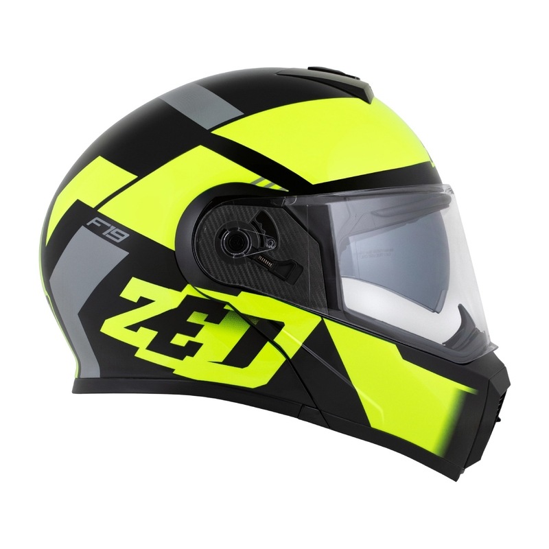 Flip-up motociklu ķivere ZED F19 melns-fluo dzeltens