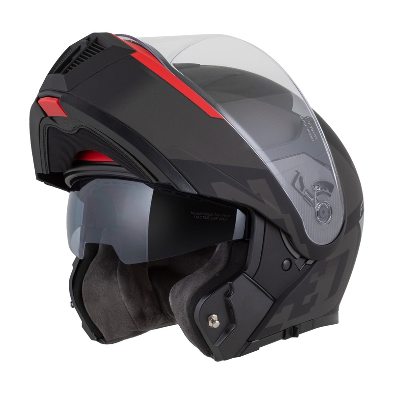 Flip-up motociklu ķivere ZED F19 matēta melna-fluo sarkanā-pelēkā krāsā