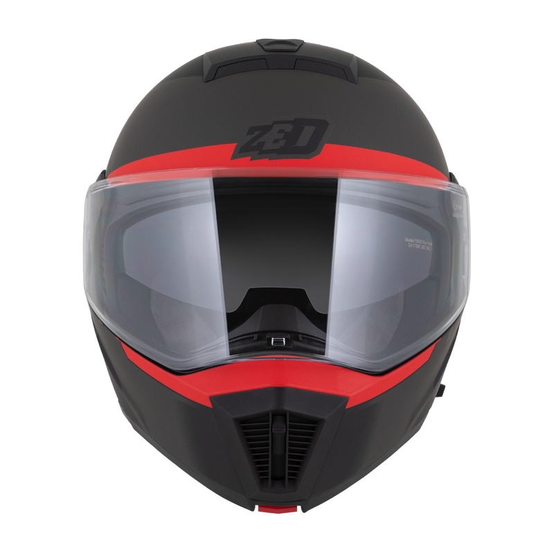 Flip-up motociklu ķivere ZED F19 matēta melna-fluo sarkanā-pelēkā krāsā