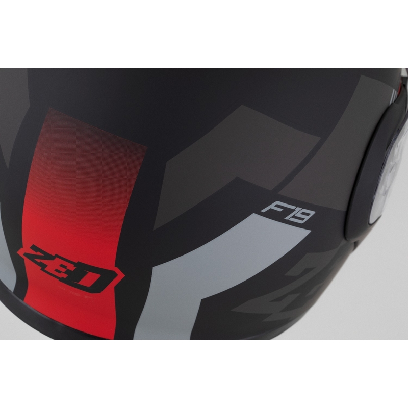 Flip-up motociklu ķivere ZED F19 matēta melna-fluo sarkanā-pelēkā krāsā