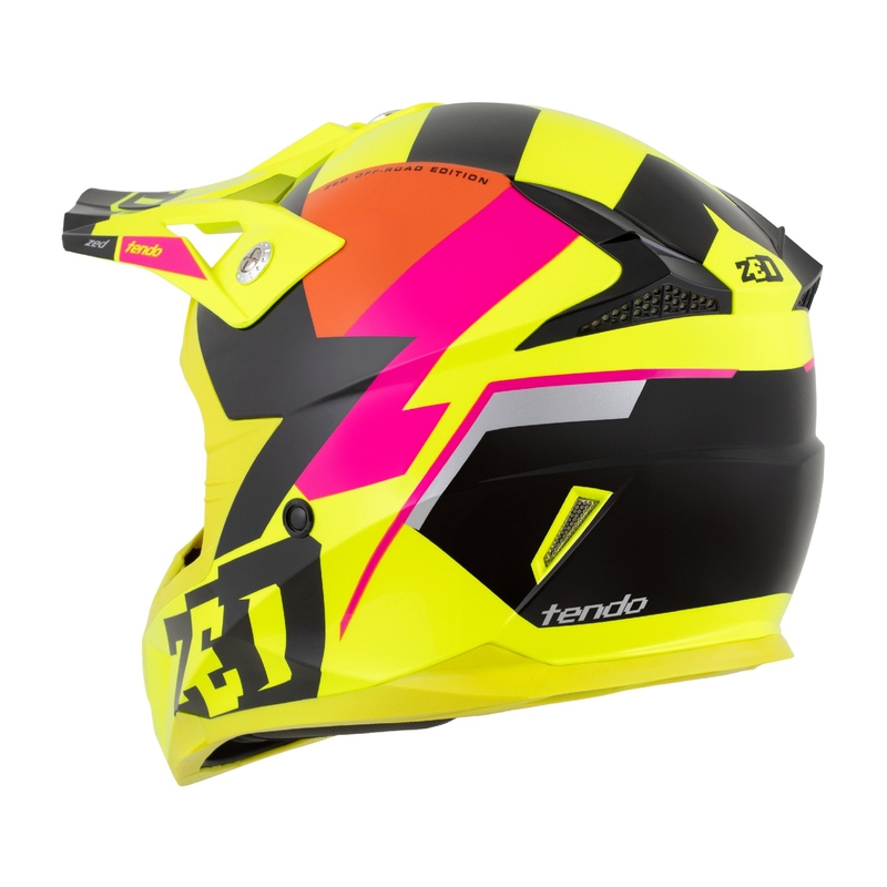 Bērnu motokrosa ķivere ZED X1.9 Tendo fluo dzeltena-rozā-oranža-melna