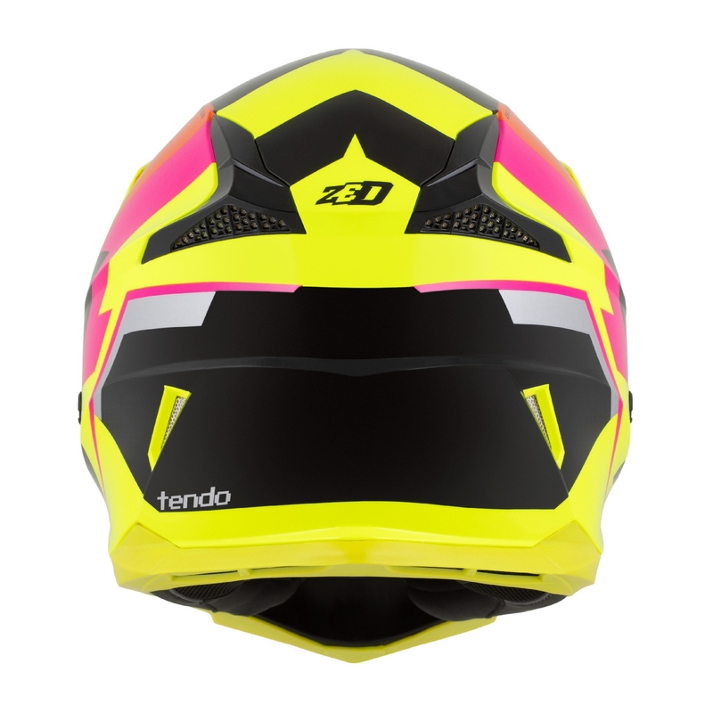 Bērnu motokrosa ķivere ZED X1.9 Tendo fluo dzeltena-rozā-oranža-melna