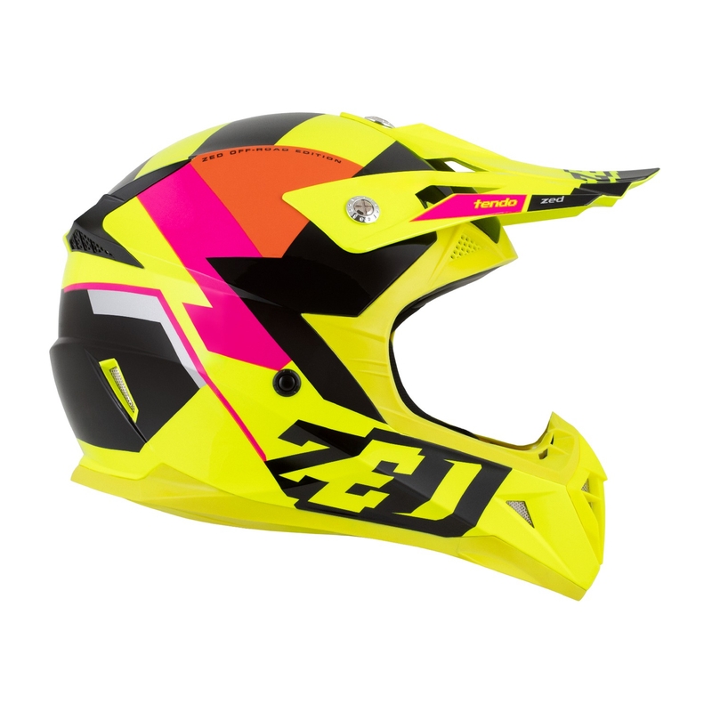 Bērnu motokrosa ķivere ZED X1.9 Tendo fluo dzeltena-rozā-oranža-melna