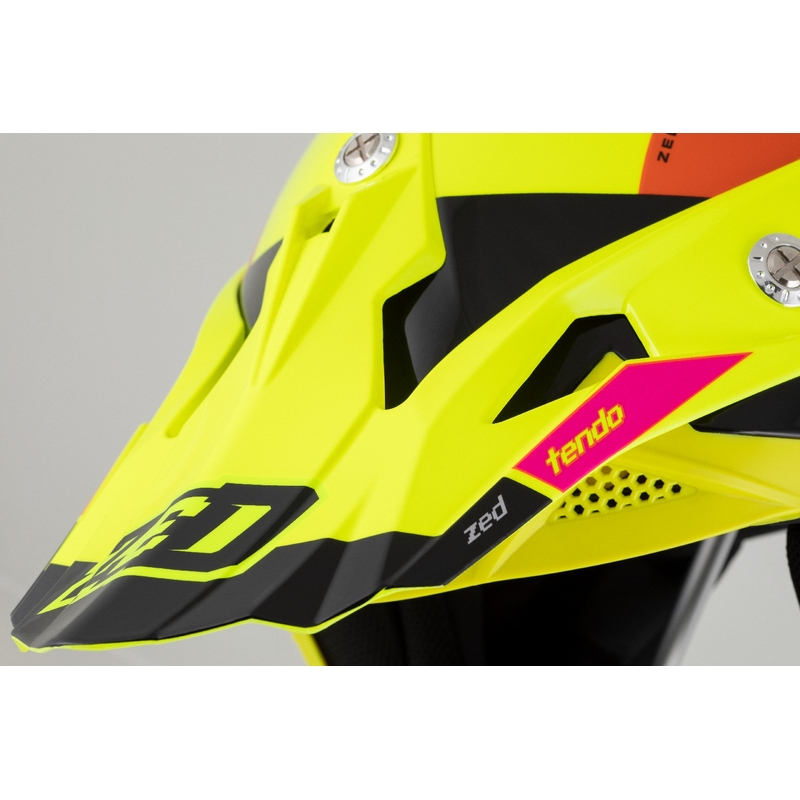 Bērnu motokrosa ķivere ZED X1.9 Tendo fluo dzeltena-rozā-oranža-melna