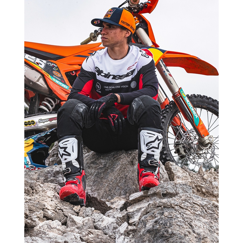 Alpinestars Tech 10 Enduro sarkani-melni-balti motocikla zābaki