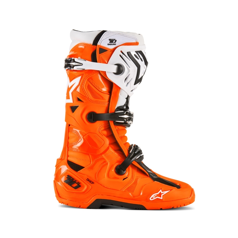 Alpinestars Tech 10 Enduro fluo oranži-melni-balti motocikla zābaki